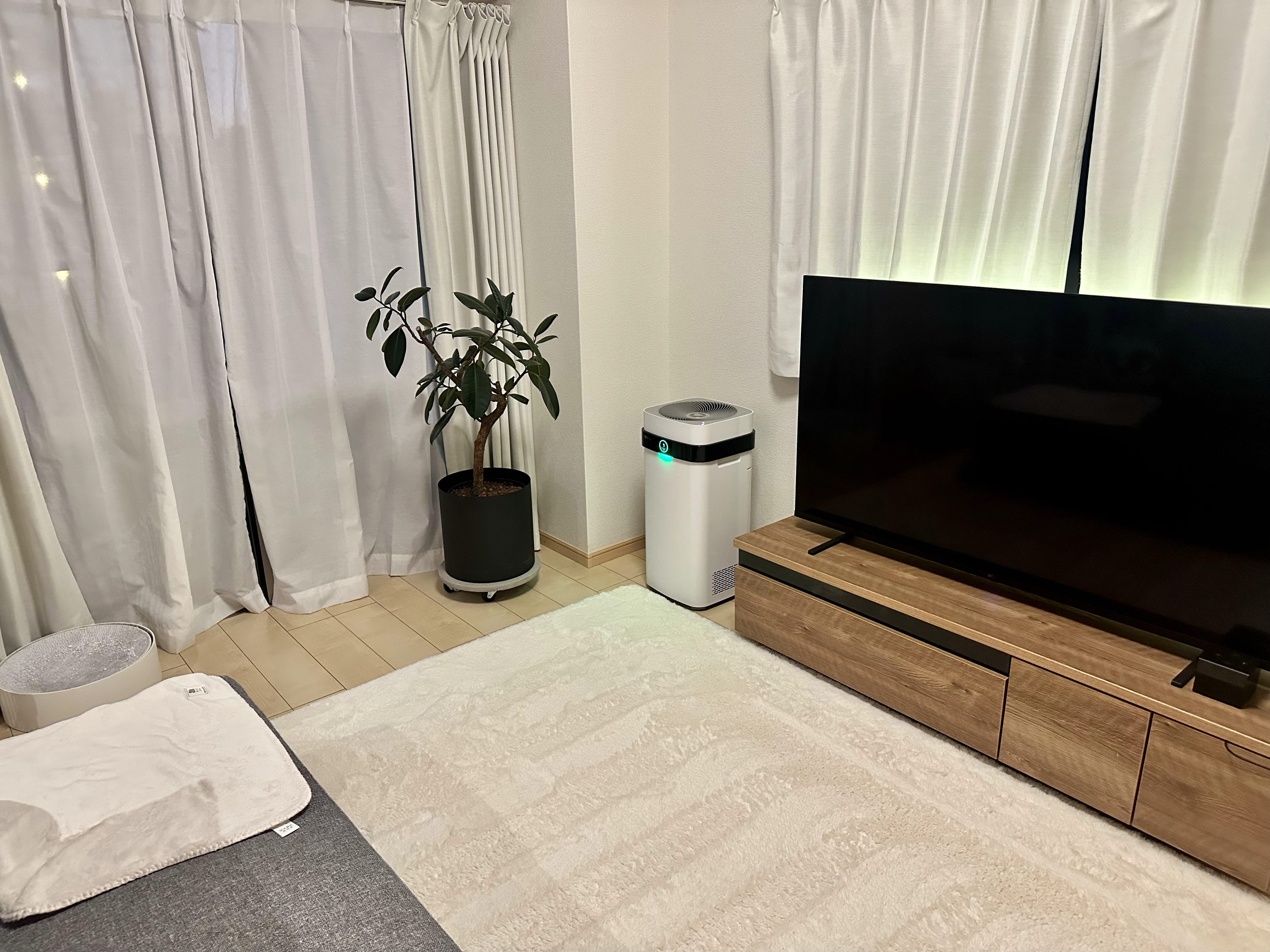 リビングのテレビ横に設置しているAirdogの本体